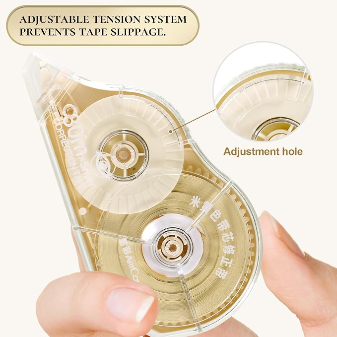 100 Feet Long Cream Correction Tape, Smooth Glide, No Residue, Quick Dry Beige Correction Tape, Perfect for School, Office Supplies, Crafting, Note Taking, Journaling (2 Pack)