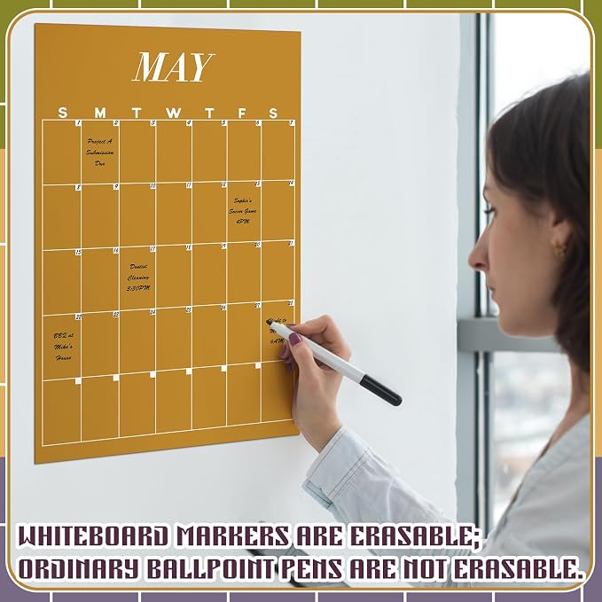 Fullhawl Undated Wall Calendar, Colorful, 12 Pcs | for Classroom Office Home, Dry Erase Reusable Design, 16''x12'' Large Size, Undated Yearly, Back to School Christmas Supplies