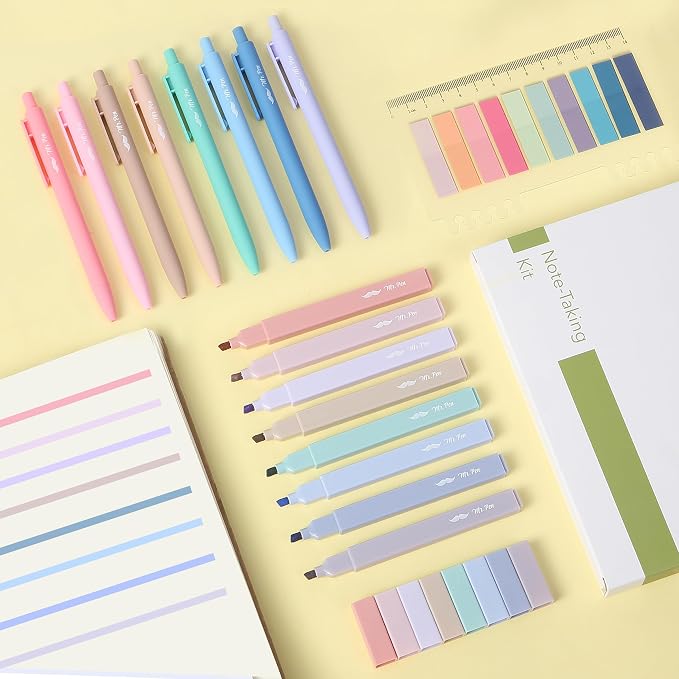 Mr. Pen- Aesthetic Highlighters and Gel Pens, 16 Pack | 200 Sheets Transparent Sticky Tabs, Fine Point 0.7mm