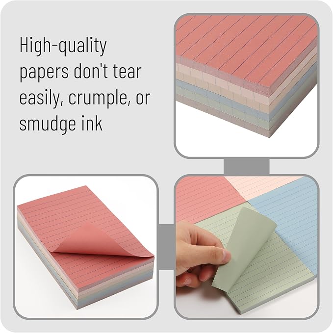Mr. Pen- Lined Sticky Notes, 4" x 6", 6 Pads, 45 Sheets/Pad | Sticky Notes with Lines, Ruled Post Stickies, Memo Pads, Self-Stick Note Pad for Office, School, Home, Study