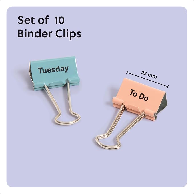 U Brands Binder Clips, 10-Count, 1 1/4 Inch Mini Metal Clamps, Task on Hand Binder Clips, Paper Clip Clamps for Home, School, and Business