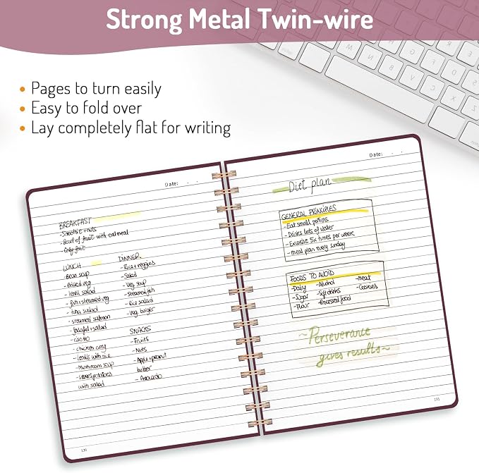 Forvencer Lined Spiral Journal Notebook with 300 Numbered Pages, A5 Thick Journals for Writing with 100GSM Paper, Hardcover Notebooks with Contents for Work, School, Women, Men, Burgundy