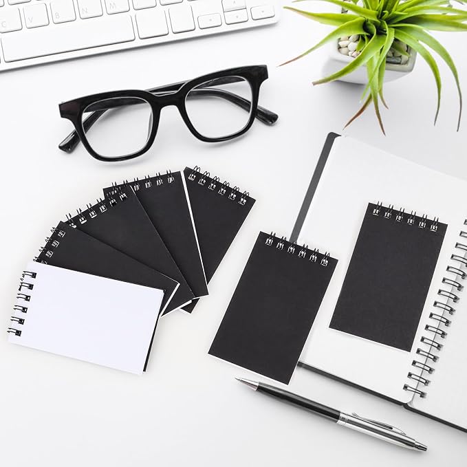 Hooqict 10 Pack Pocket Notebook 3x5 Small Spiral Notepads Black Mini Notebooks with Lined Pages, Memo Note Pads for Work, Office, School, 50 Sheets/100 Pages