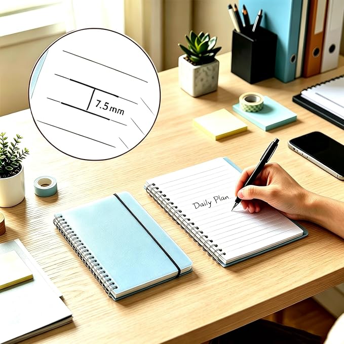 PAIKIUU 4 Pack Spiral Notebooks 5 x 7 in College Ruled, Mini Spiral Notebook, Waterproof 80 Sheets/160 Pages, Pocket Notebook with 120 Pcs Sticky Index Tabs for Home Office College School