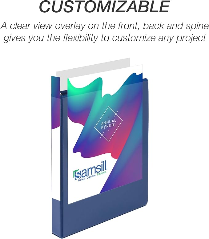 Samsill 4 Pack Durable 1 Inch 3 Ring Binders, Round Ring, Clear View Cover for Presentations, Blue
