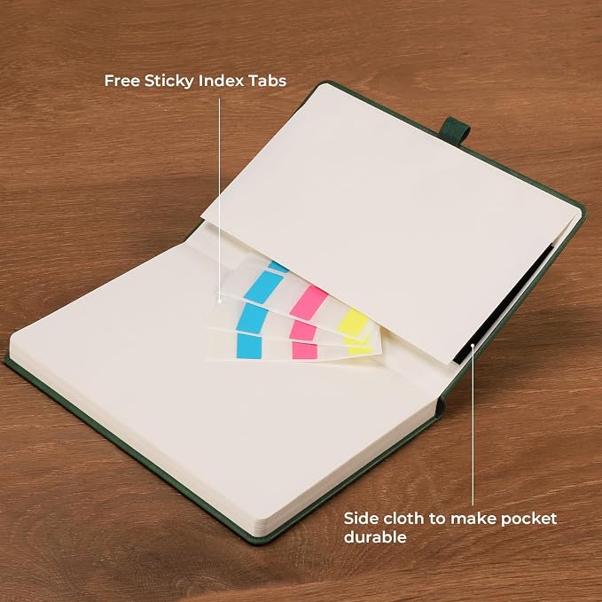 AHGXG Graph Grid Paper Notebook, 192 Pages, A5 Medium Size (5.7'' x 8.3'') | 5 Squares per Inch, Leather Hardcover, 100 GSM Thick Paper, for School, Students, Math, Engineering (Brown)
