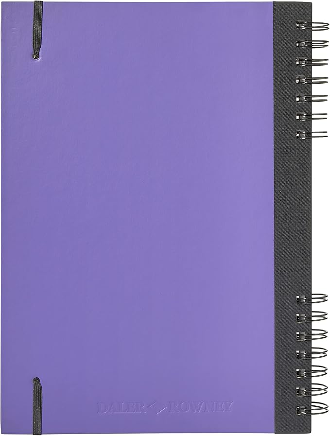 Daler Rowney Cachet Lightly Textured 250gsm A4 Mixed Media Portrait Hardback Artbook, Elastic Closure, Amethyst Cover, 30 Sheets, Ideal for Professional Artists & Students