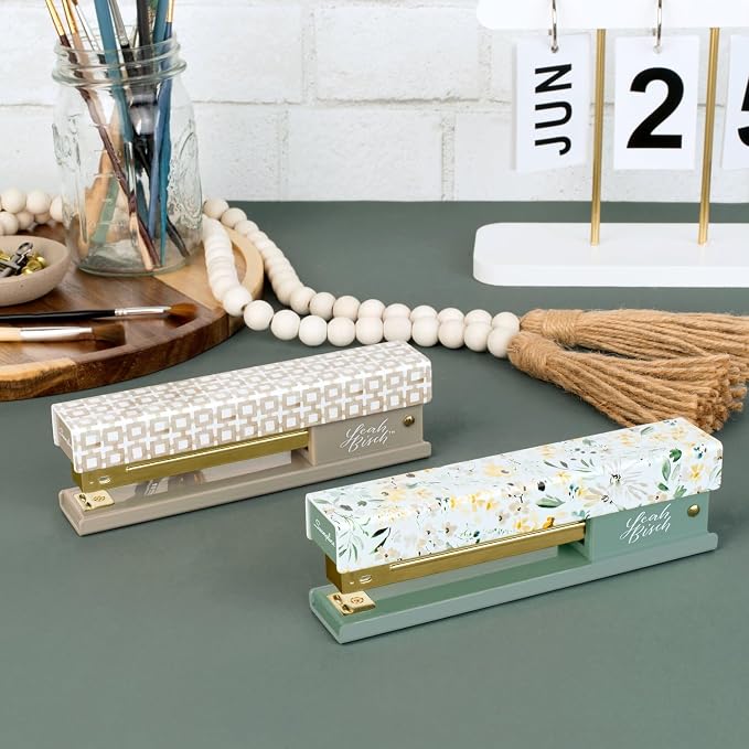 Swingline Stapler by Leah Bisch, 20 Sheet Capacity, Full Strip, Tan Tiles, Colorful Fashion Design (S700035) (Pack of 6)