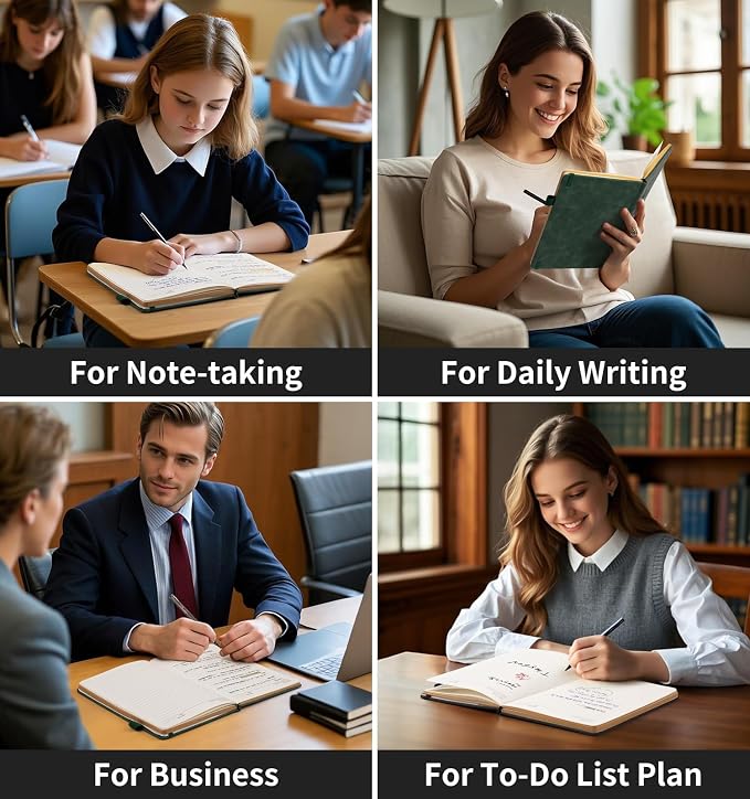 Lined Journal Notebook for Women Men, A5 Hardcover Leather Journals for Writing, 200 Pages Thick Paper, Daily Journal Notebook for Work, School, Note Taking, Business, Travel, College Ruled