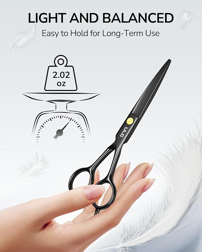 Hair Cutting Scissors, ULG Professional Hair Scissors 6.5” Black | Right-Hand, Razor Edge Barber Shears, For Salon and Home Hair Cutting Shears, Japanese Stainless Steel, Hand Sharpened