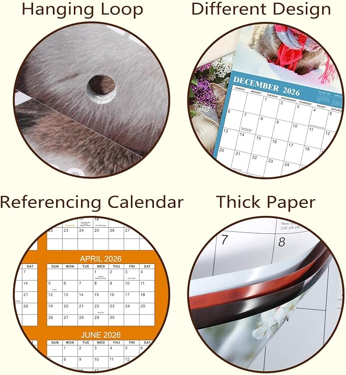 Calendar 2026-2027 - Wall Calendar 2026-2027, Jul. 2026 - Dec. 2027, 12" x 24" (Open), 18 Months Cat Calendar 26-27, Large Wall Calendar Kitten, Thick Paper, Unruled Blocks, Perfect for Organizing | 12" x 24" (Open), 18 Months Cat Calendar 26-27, Large...
