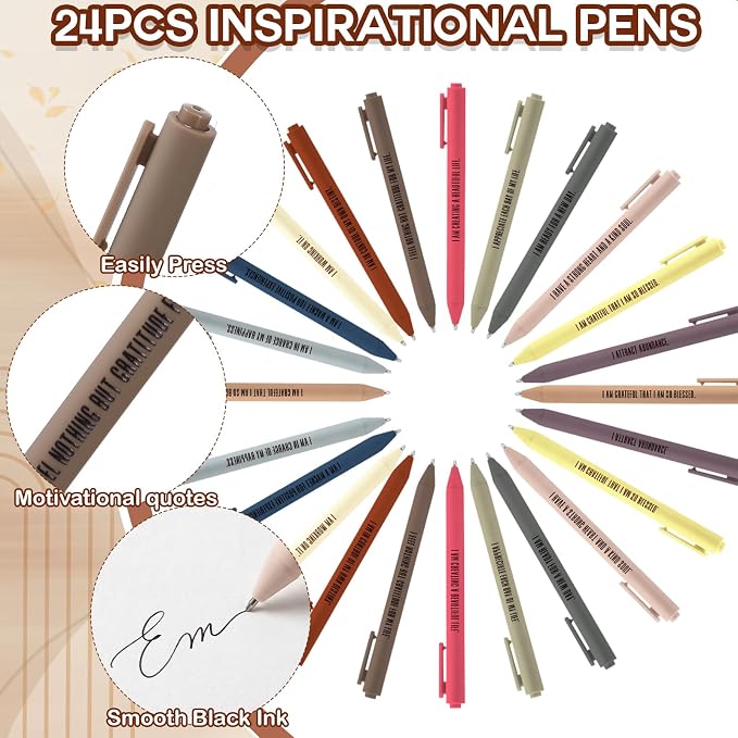 Kosiz 48 Pcs/24 Set Positive Affirmation Gifts Bulk for Women Pocket Spiral Notepads with Motivational Pens Small Bags Mini Self Care Inspirational Notebooks Coworker Team Group Adult Party Favors
