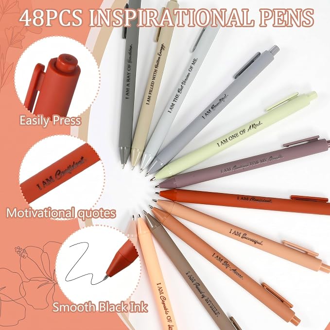 Mooliwe 96 Pcs Positive Affirmation Gift Set Gratitude Notebooks with Pens Small Bags Motivational Encouragement Notepads Daily Affirmations Journal for Women Stress Relief Self Care (Elegant)