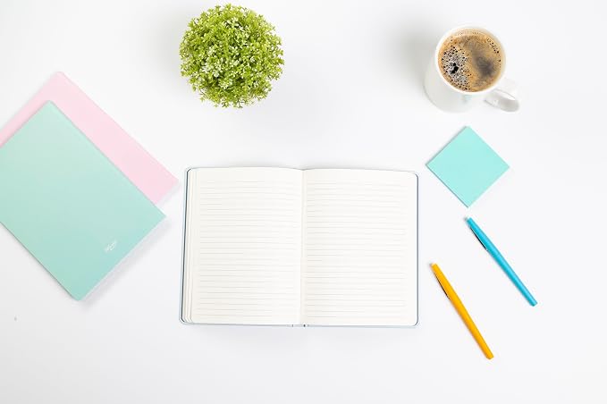 Pearhead Hardcover Journal Notebook 6x8 – Blue Swan College-Ruled Writing Journal with 200 Lined Pages for Notes, Work & Journaling