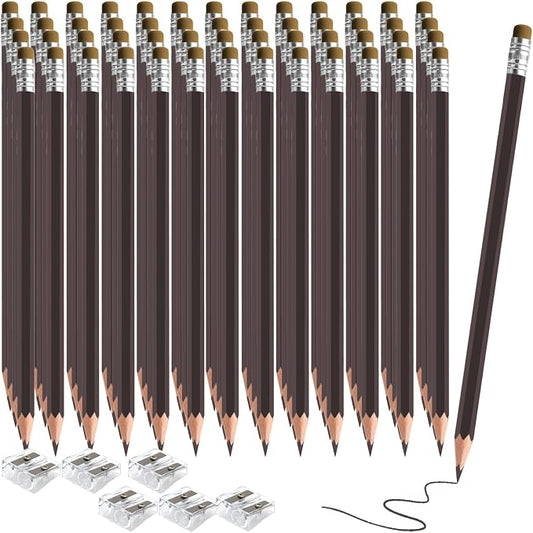 120 PCS Brown Colored Pencils with Eraser Pre Sharpened Pencil 2 HB - Ideal for Checking, Grading, Tests & Office/School Supplies (Brown)