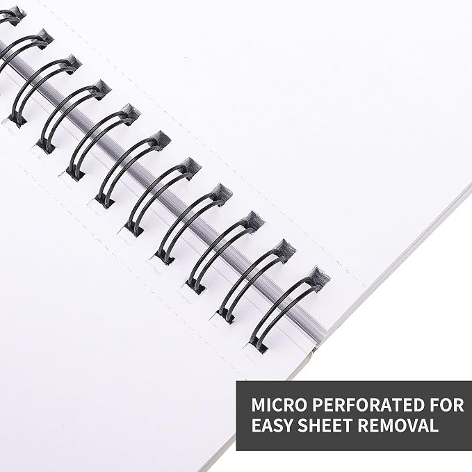 FIXSMITH 9"X12" Sketch Book, 100 Sheets, 68 lb/100gsm | 100 Sheets, Bright White, Spiral Sketchbook, Acid Free Drawing Paper, For Kids, Beginners, Artists & Professionals