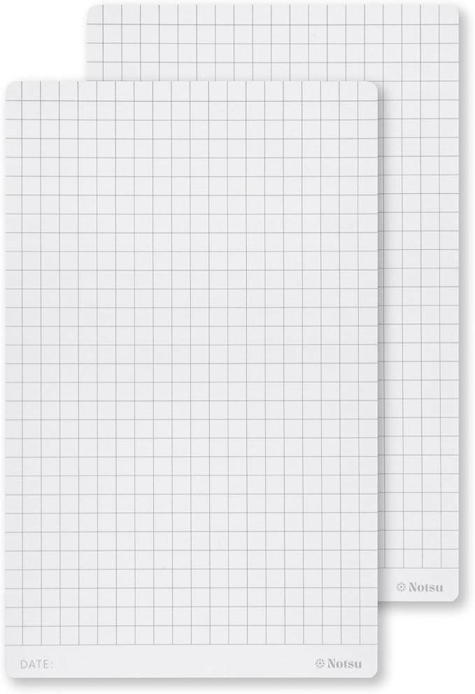 Notsu Graph Grid Small Desk Notepad 2 Pack | Minimalist Graphing Memo Note Pads | Premium Thick 120gsm Paper, 50 Double Sided Pad Sheets, 3.9" x 6.3"