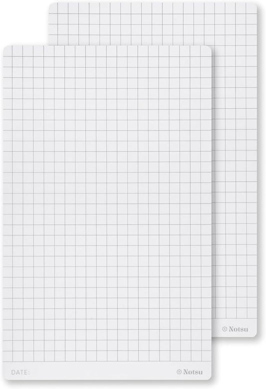 Notsu Graph Grid Small Desk Notepad 2 Pack | Minimalist Graphing Memo Note Pads | Premium Thick 120gsm Paper, 50 Double Sided Pad Sheets, 3.9" x 6.3"