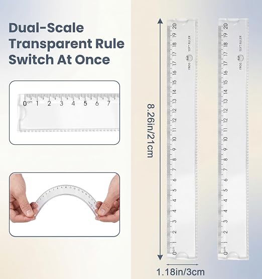 2 Pcs Flexible Ruler, 20cm Bendable Ruler, Unbreakable Measuring