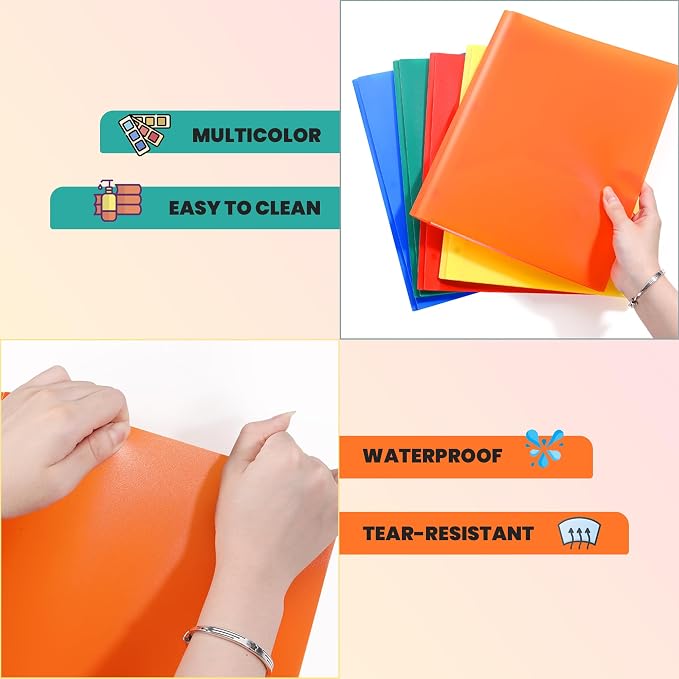GNL Plastic Folders with Pockets and Prong, Pack of 5, Colored Heavy Duty 2 Pocket File Folders Letter Size, Folders with Prongs for School, Home, and Office