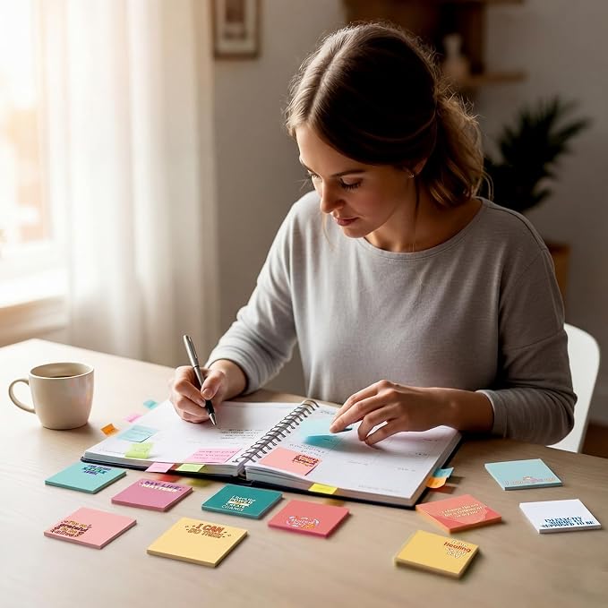 Yinder 24 Pcs Inspirational Sticky Notes, Back to School Supplies, Cute Motivational Sticky Notes Pad Employee Appreciation Gifts Bulk for Teacher Coworker Office 3 x 3'' (Affirmation,Watercolor)