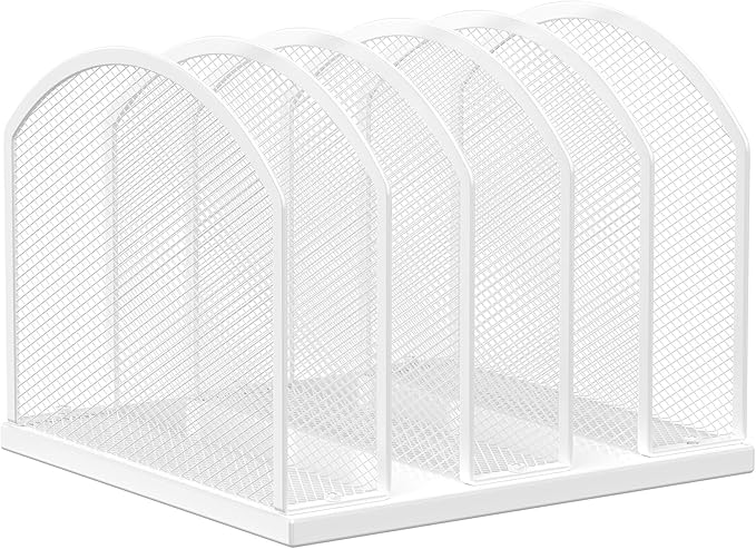 Gawerk 5-Section Vertical Desktop Organizer, 6-Section Mesh File Folder Stand Sorter for Office Home Classroom Organization