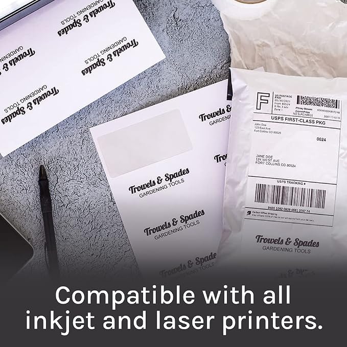 Premium Label Supply White Sticker Address Labels – 2" x 4" – Laser/Inkjet Compatible – (10 per Sheet), 25 Sheets – 250 Total Adhesive Labels