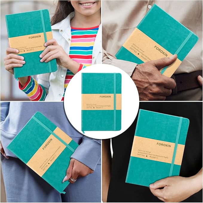 Journal notebook (A5-Dotted, Turquoise Color),192 Pages, Medium 5.7X8.3 inches - 80 gsm Thick Paper, Hardcover