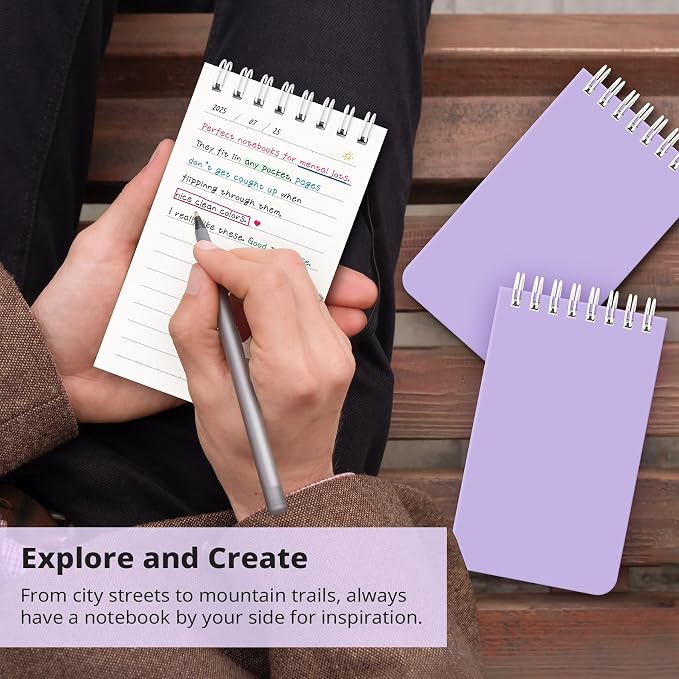 Taja Set of 8 Mini Pocket Notebook Top Spiral Nursing Notepads | Lilac Purple 3" x 5", Mini Little Spiral Notebook, Nursing Notepad, Perfect for Work, School, Office, Nurse, Travel