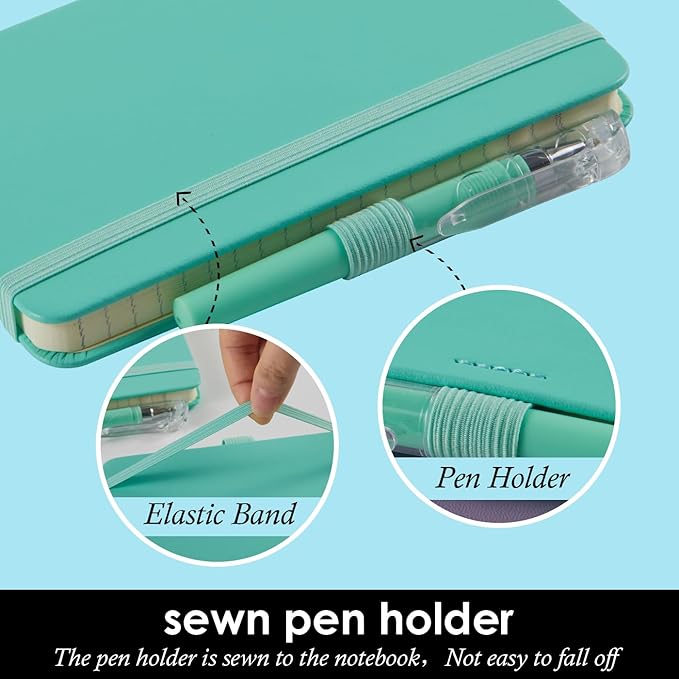 3 Pack Small Notebook Pocket Journals for Women, 3.7" x 5.7" A6 Mini Pocket Size Journal Notebook with Pen, Cute Notebook Pocket Diary for Writing Work, Hardcover Leather Cover, Pink, Purple, Green