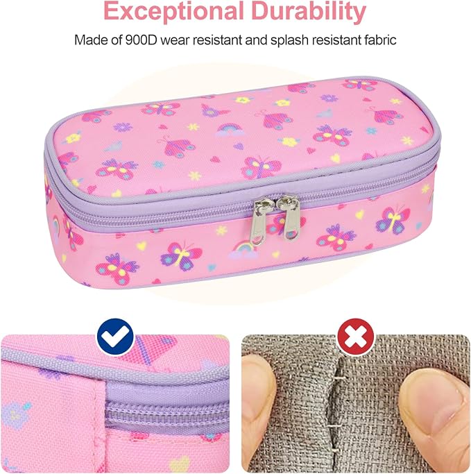 Bagseri Pencil Case for Kids - Special Cute Pencil Pouch for Girls Large Capacity Pencil Bag Aesthetic Kids Pencil Box for School (Pink Butterfly)