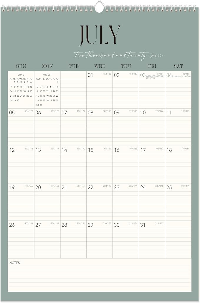 GuassLee Large Wall Calendar 2026-2027,22"x 15" Vertical Jumbo Desktop/Wall Calendar from Jun. 2026 to Dec. 2027,19-Month Hanging Planner with Julian Date for Office Home Organizing