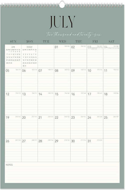 GuassLee Large Wall Calendar 2026-2027,22"x 15" Vertical Jumbo Desktop/Wall Calendar from Jun. 2026 to Dec. 2027,19-Month Hanging Planner with Julian Date for Office Home Organizing