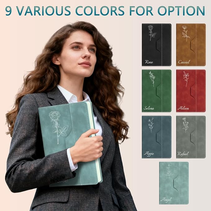 ENOMY Personalized A5 Notebook Writing Set Custom Notebook PU Leather Personalized Journal with Stylus Pen & Gift Box for College Holiday Travel Business Gift, Red