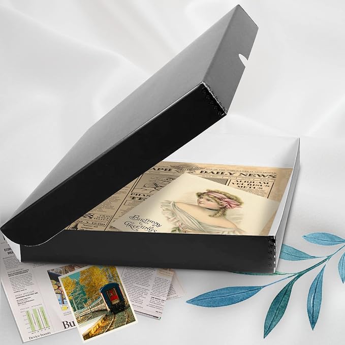Golden State Art, Clamshell Archival Folio Storage Box 11x17 Inch, Black | Acid-Free Photo Box with Metal Edge Corner, Preserve And Store Paper Documents Cards Prints Arts and Crafts DIY Projects
