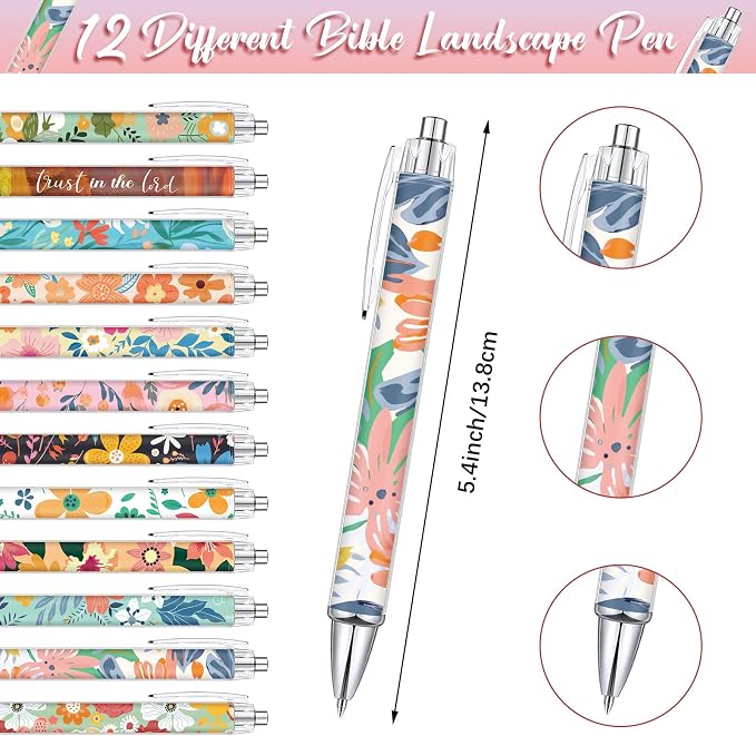 Motiskyy 24 Pcs Floral Pens Flower Ballpoint Pens Flower Notepads Set Design Line Notebook Employee Gifts Set for Student Womens History Month School Supplies, Valentine's Day, Mother's Day Gift