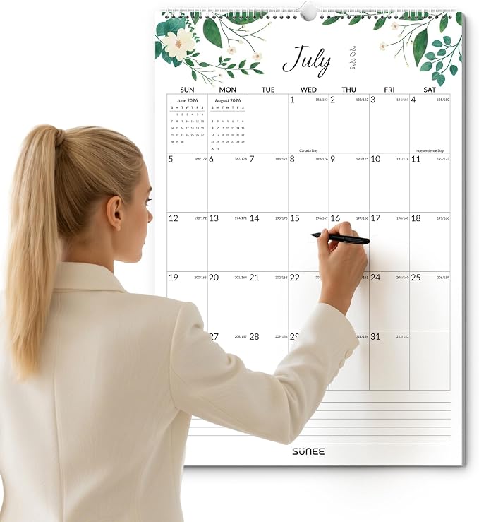 SUNEE 2026-2027 Wall Calendar Large 22.75"x15.5", 21 Month July Calendar (Ends March 2028), Vertical Extra Large, Greenery