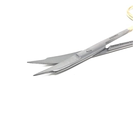 Goldman Fox Scissor 13 cm - Super Cut Sharpness - Premium Quality German Stainless Steel - Gold Handles by Cynamed (Curved Blades) …