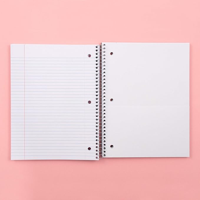 Yoobi College Ruled 8 x 10.5” Spiral Notebook Set – Bulk 3-Pack of 3 Subject Notebooks, Blue, Mint Green & Blush Pink – Gift Idea – 150 Perforated, 3-Hole Punched Sheets