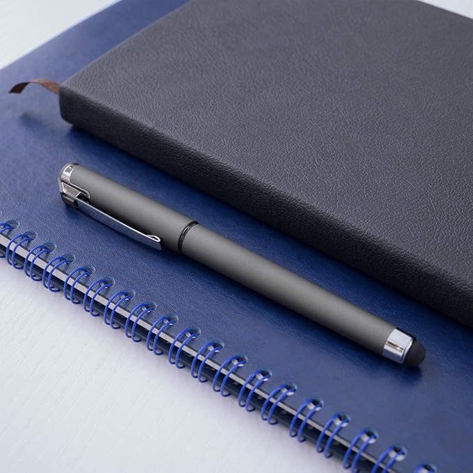 MiSiBao 0.5mm Black Ink Gel Ink Rollerball Pens 2 in 1 Medium Point Pens with Stylus Work Pen Smooth Writing for Office (Black Ink 18-pack 0.5mm Grey)