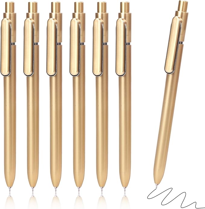12 Pack Black Gel Pens 0.5mm Black Gel Ink Pens Bulk Quick Drying Pens,Gold | Retractable Roller Ball Fine Point Gel Pen,for Smooth Writing,ABS Case with Pocket Clip for Office ,Back To School