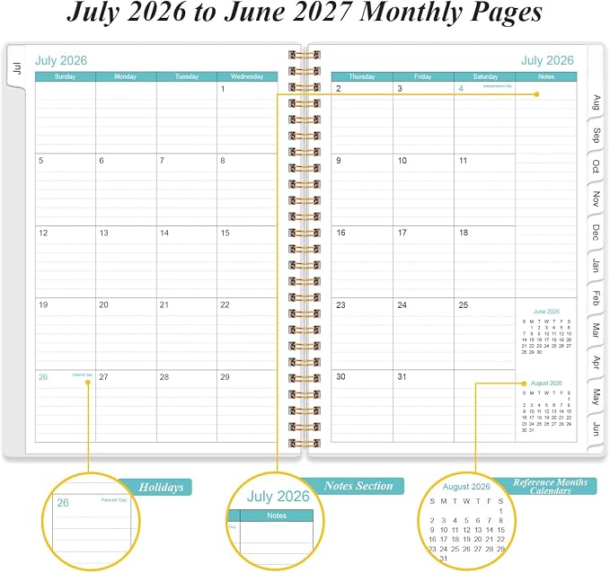 2026-2027 Appointment Book & Planner - Hourly Planner from July 2026 -June 2027, Weekly Appointment Book 2026-2027 with 30-Minute Interval, 6.4" x 8.5", Teal Floral