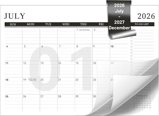 Yoment Desk Calendar Refill 2026-2027, July 2026-Dec 2027, Large 10"x16" Monthly Planner with to-do Lists 18 Months Calendar for Office School Home, Black