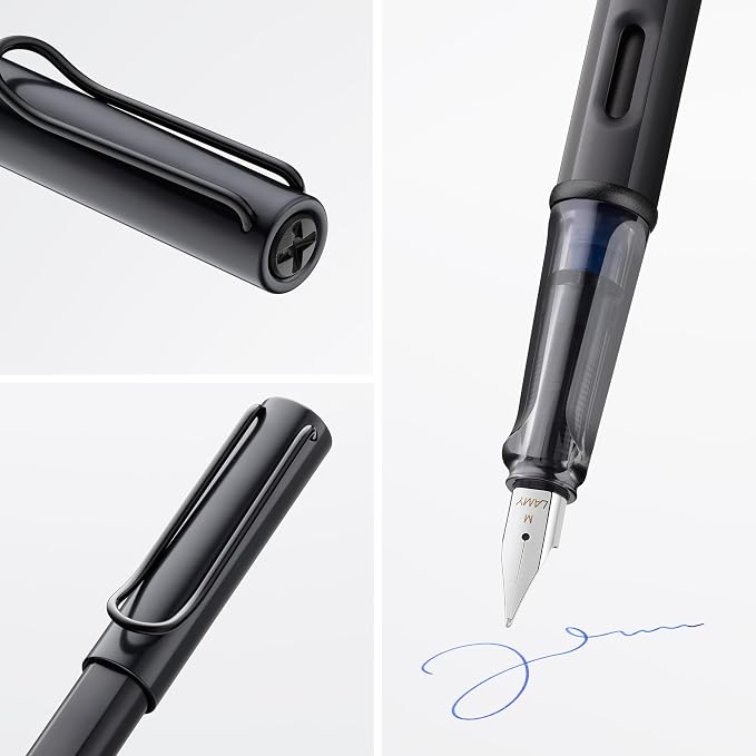LAMY AL-star black - Fountain Pen with ergonomic grip & black steel nib in size M - lightweight aluminum body - including LAMY T 10 blue cartridge - Right-Handed