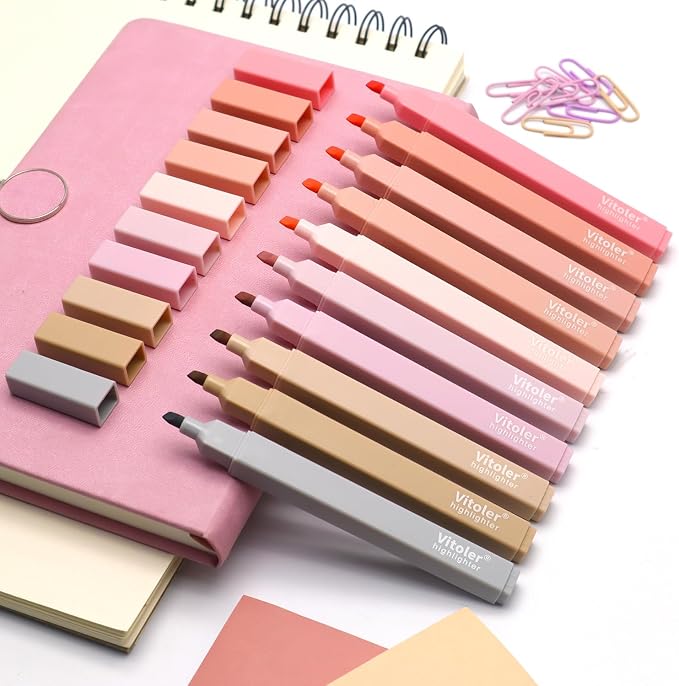 Vitoler Highlighters Assorted Colors,10pcs Cute Pastel for Office School | Aesthetic,long lasting ,high quality,no smudge for bible study,books,journal,writing
