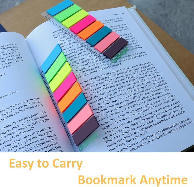 400 pcs Sticky Tabs for Books, Colored Transparent and Writable Page Markers with 4 Inch Ruler, Repositionable Strong Sticky Page Tabs for Bible, Notebook, Office & School