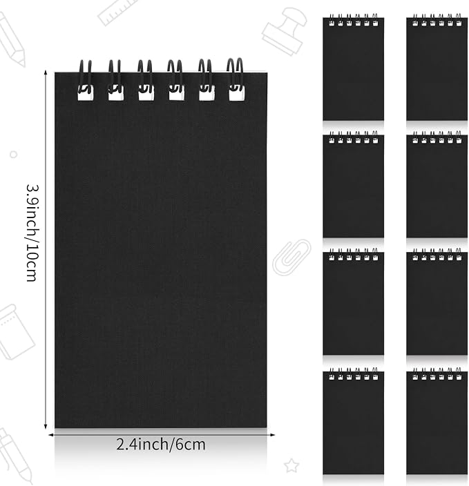 Mini Spiral Notebooks Bulk Black Pocket Notebooks Small Pocket Notepads Memo Pads for Kids Note Taking, Writing, Students Classroom, Home, Office, Travel
