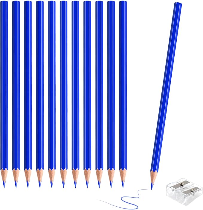 12 Pack Blue Colored Pencils for Kids, Pre-sharpened Art Pencils Back to School Supplies Set, Drawing Sketching Pencils for Students, Teachers, Classroom