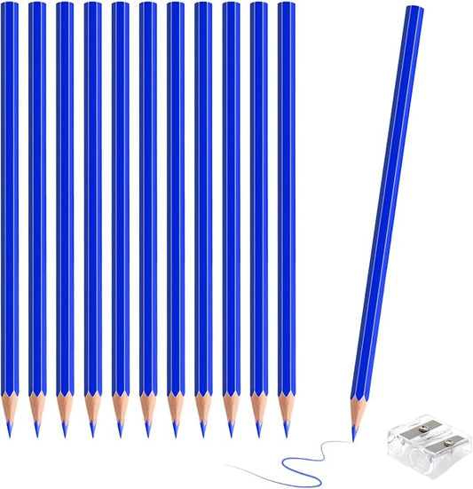 12 Pack Blue Colored Pencils for Kids, Pre-sharpened Art Pencils Back to School Supplies Set, Drawing Sketching Pencils for Students, Teachers, Classroom