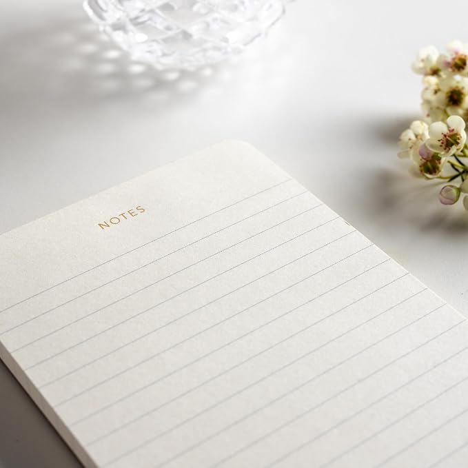 Pinesman - Elegant Desk Notepads for Professionals, Executive's Memo Pads, Minimalist, Gold Foiled, Lined, 5 Pack, 375 Sheets Total (75 Each), 6.3" x 3.9”, 95 GSM, Eco-friendly, FSC™ Certified